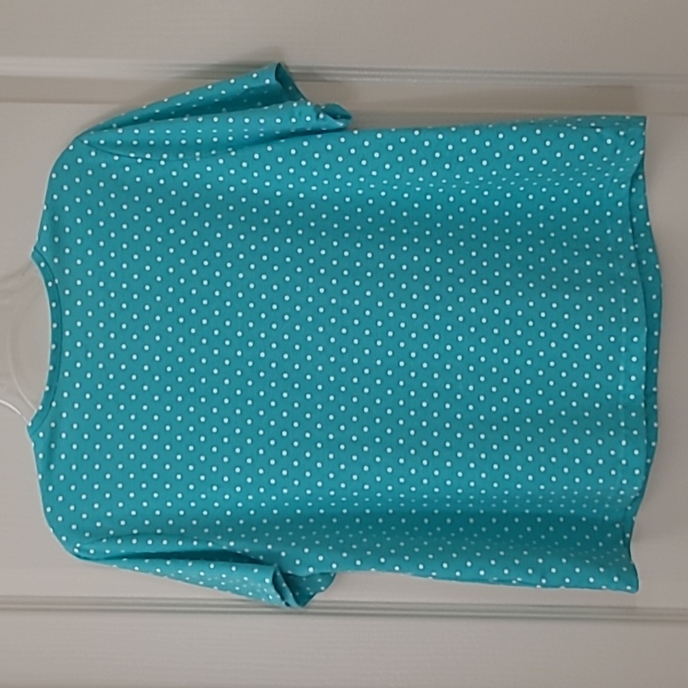 BLAIR Women's Aqua Polka Dot Top Size L - Picture 3 of 6